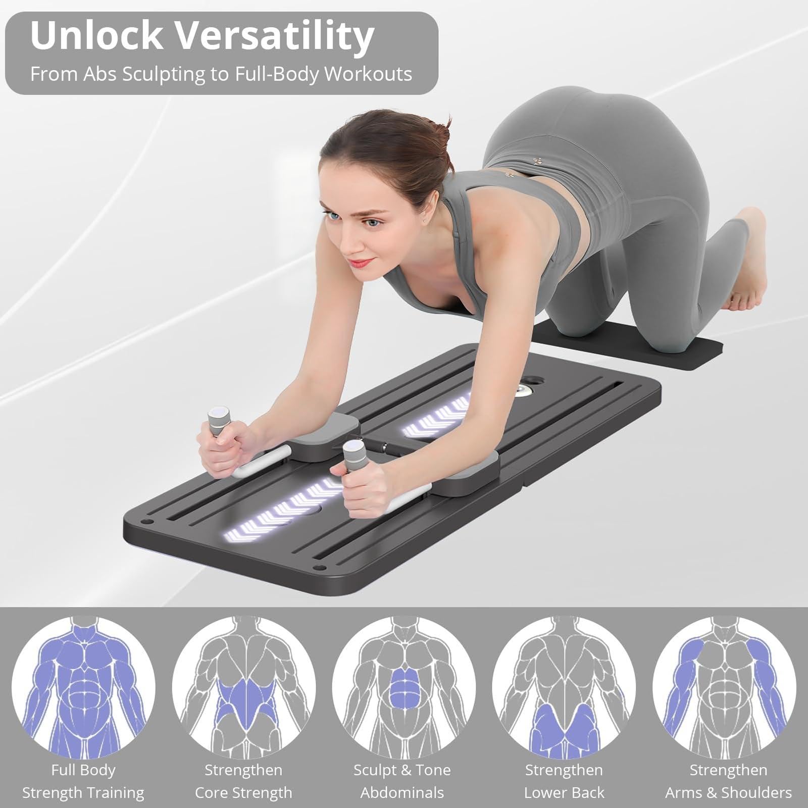 Reformer Pilates Compact Pliable 5 En 1 - Roue Abdominale à Rebond Automatique Avec Minuterie, Idéal Pour La Maison