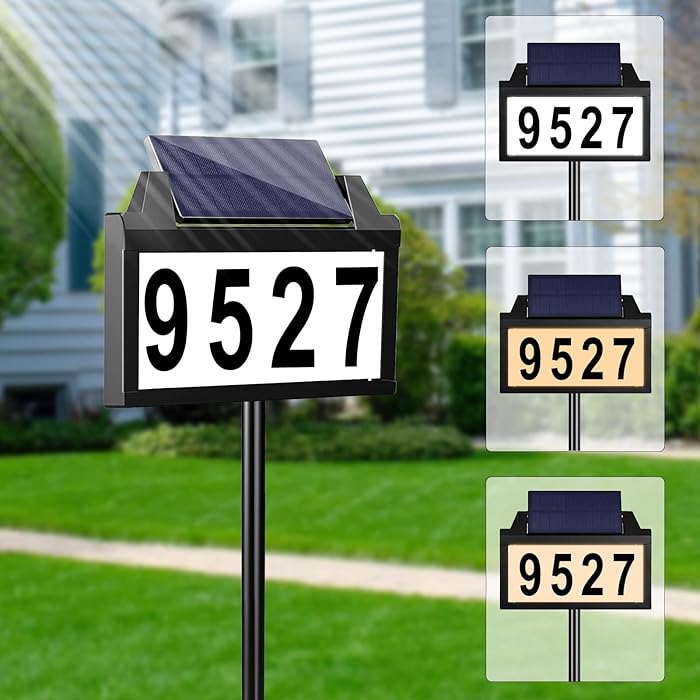 Buy Solar Address Sign, House Numbers for Outside Rechargeable LED