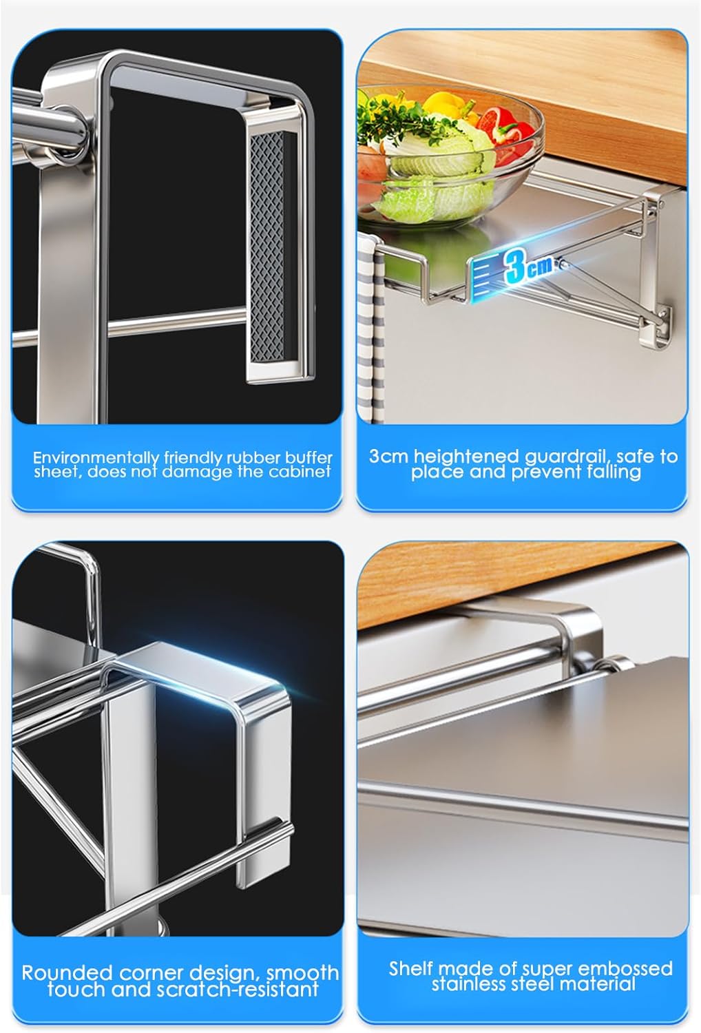 Cabinet Door Storage Foldable – Premium Organizer Stainless Steel Shelf, Rack Balcony Bedroom Bathroom, Home Dish Pot | Balcony Bedroom Bathroom Home Dish Pot Compact Versatile Stylish
