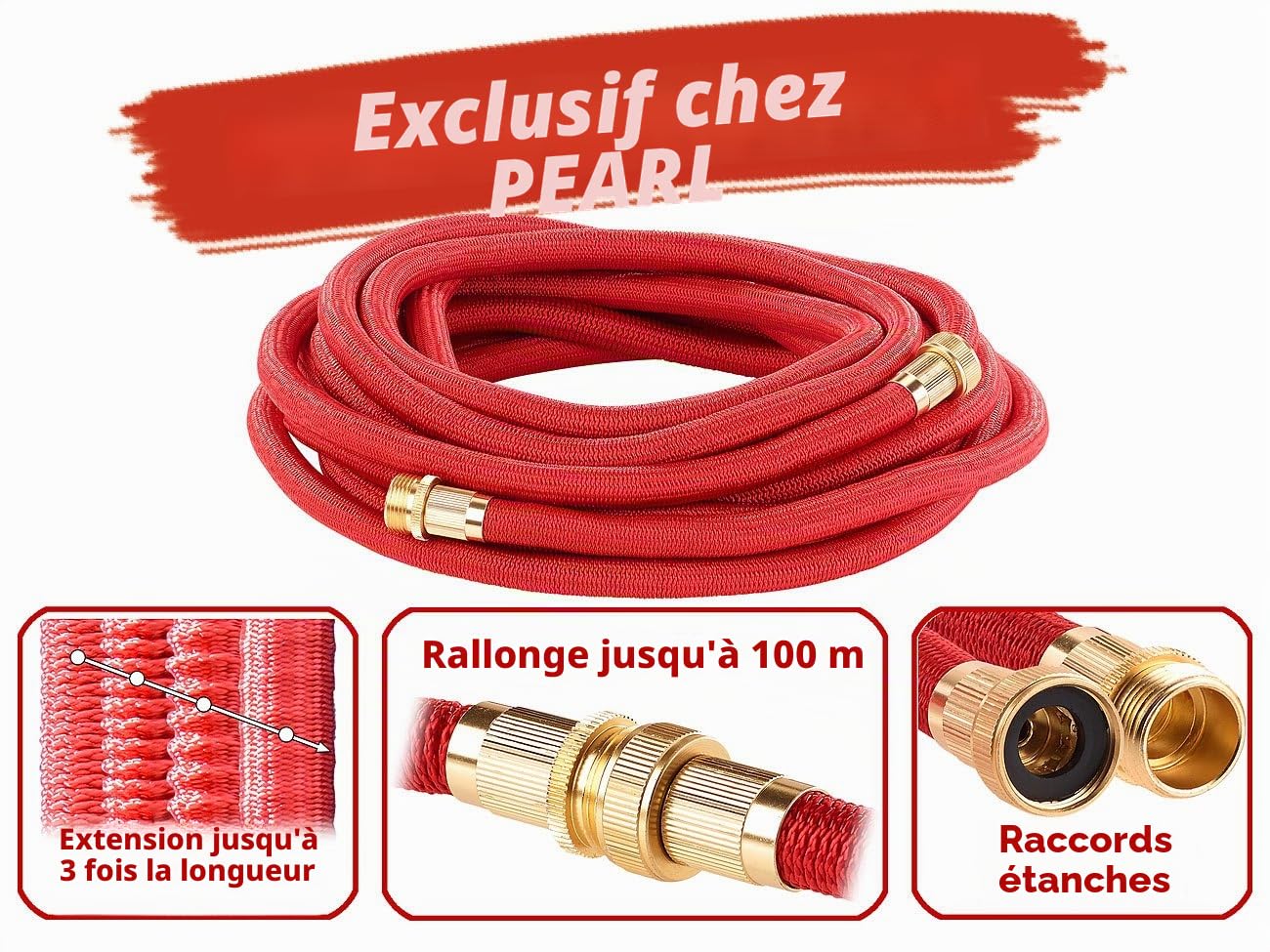 Royal Gardineer Tuyau d'arrosage Extensible Pro.V5 avec raccords en Aluminium - 1...