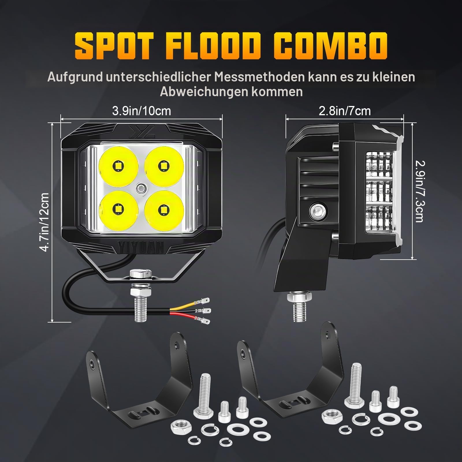 2Pcs LED Arbeitsscheinwerfer, 4 Zoll 35W 3500LM Scheinwerfer 12V 24V