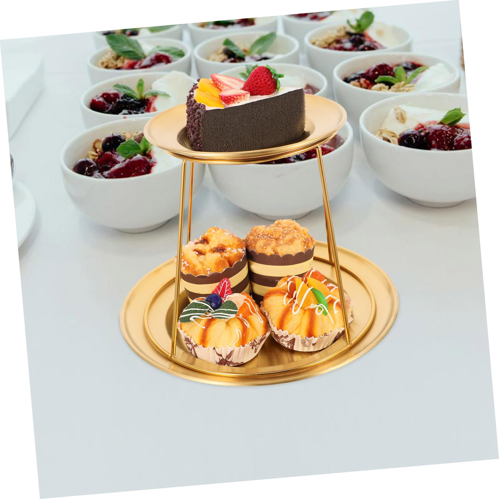 Soporte para Exhibición de Mariscos de Acero Inoxidable Doble Capa, Diseño Multifuncional y Fácil Limpieza, Adecuado para Buffet y Presentación Elegante