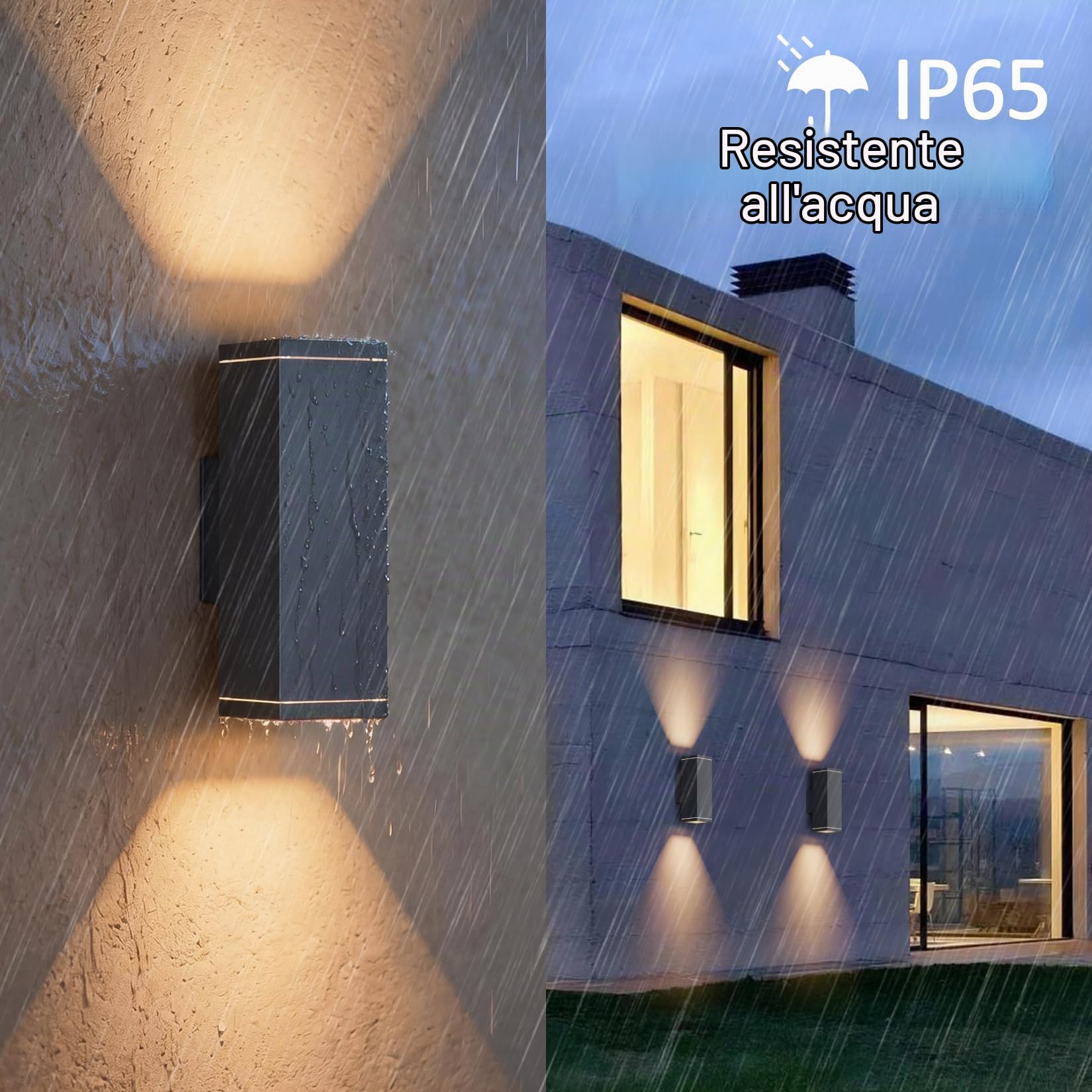 Klighten 2 Pezzi Applique da Parete Esterno IP65 Su Giù, Lampada da Parete Applique da Esterni in Alluminio per Terrazzi Ingressi, Attacco GU10, 26 x 13 cm, Lampadina non Inclusa, Antracite