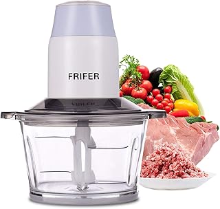 Frifer Hachoir universel - 200 W - Électrique - Food Processor avec récipient en verre de 2 l - Pour viande, légumes, oignons, aliments pour bébé (herbe)