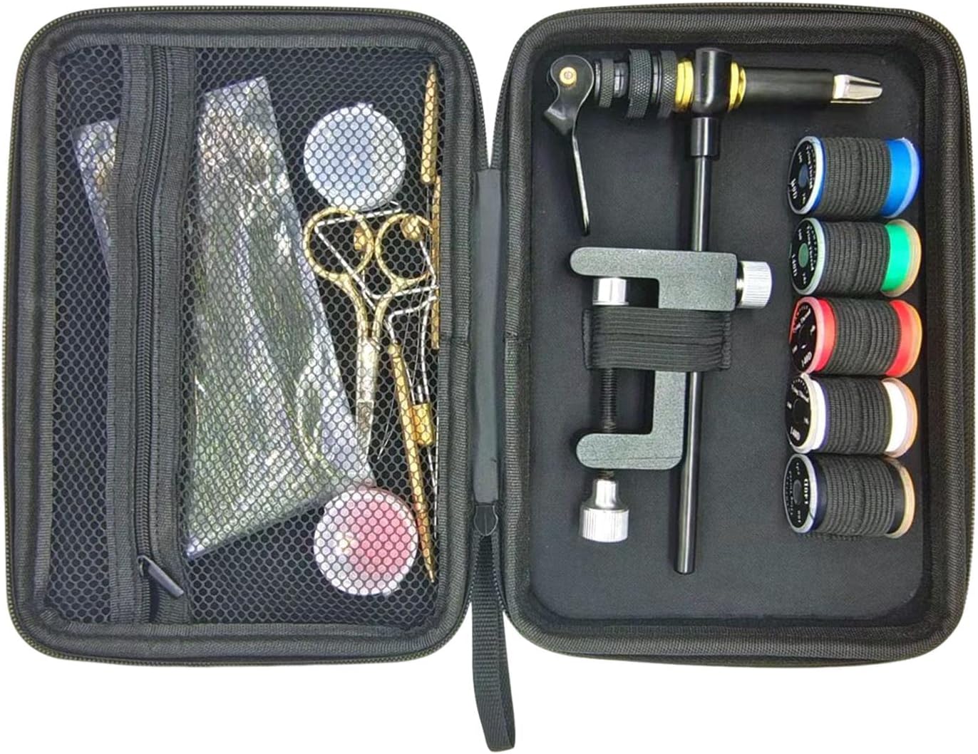 Generic Portable Rotary Fly Tying Vise Tools Winder Hook Tool Threader Tying Tool, 21.5cmx15cmx4.3cm, Black