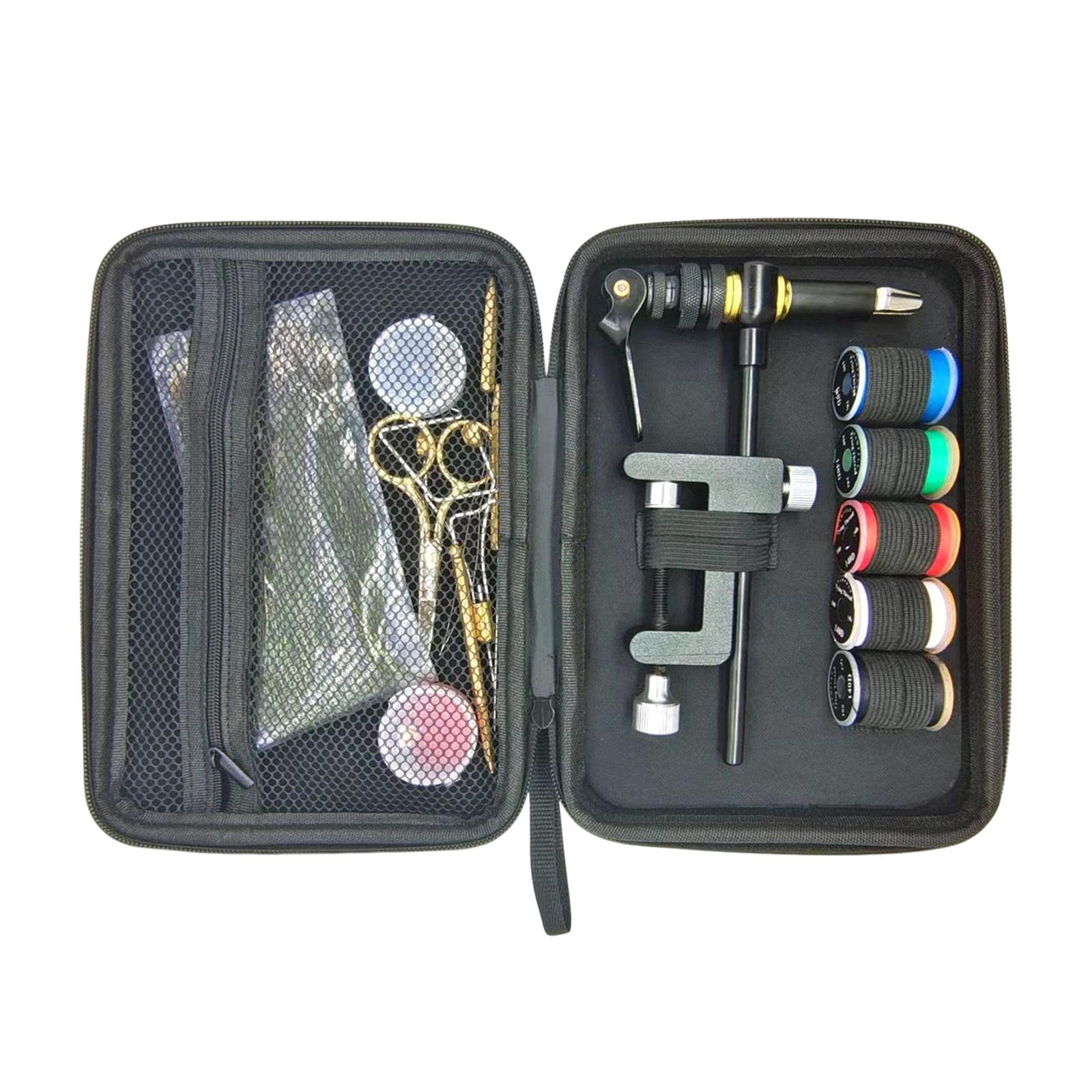 Étau D'établi Portable pour Montage de Mouches avec Base Pivotante, Pince en C, Kit D'accessoires de Pêche, Outil de Montage D'hameçons