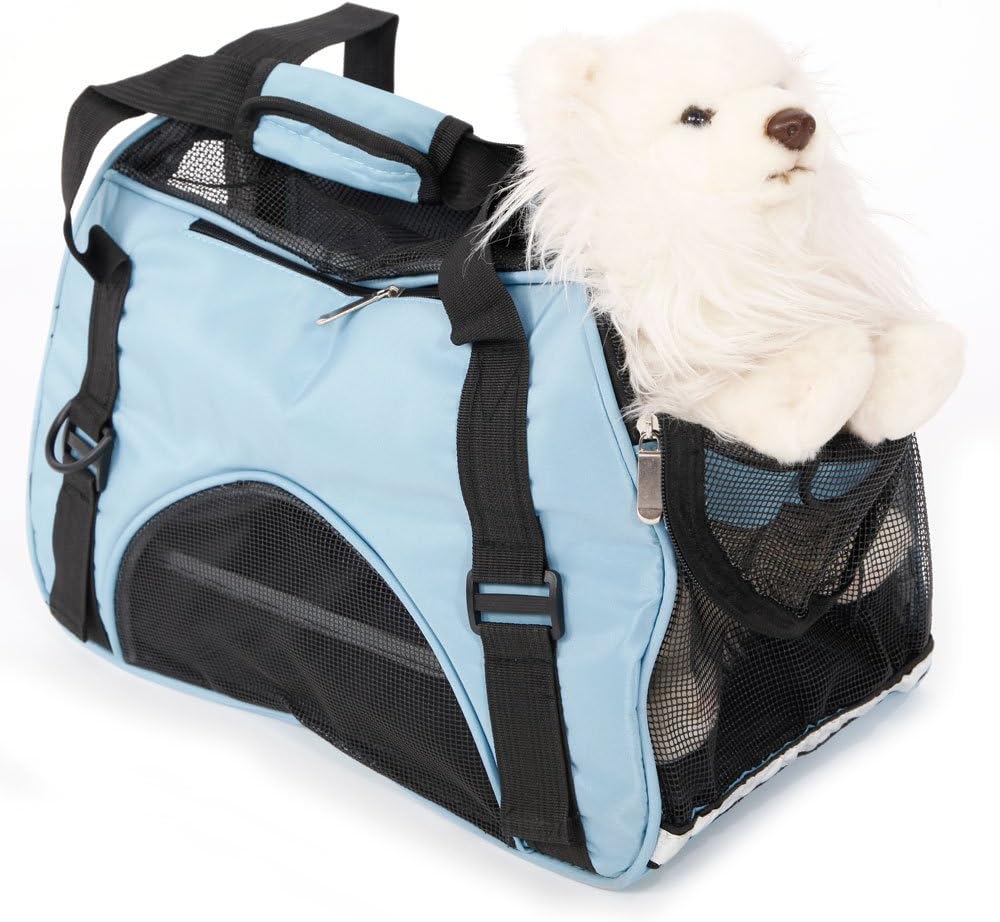 Thxbyebye Hollow-Out Portable Breathable Waterproof Pet Handbag Light Blue S