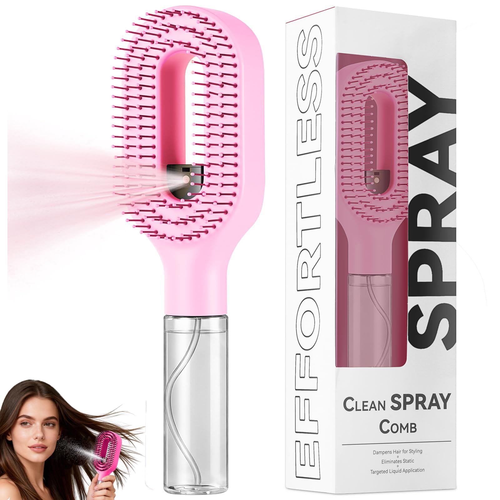HaarbüRste Mit Wasserspray, 2-In-1 EntwirrungsbüRste Mit Integriertem SprüHnebel Nass- Und TrockenbüRste Für Bei Lockigem, Welligem Oder Trockenem Haar, nützliches Geschenk für Frauen.