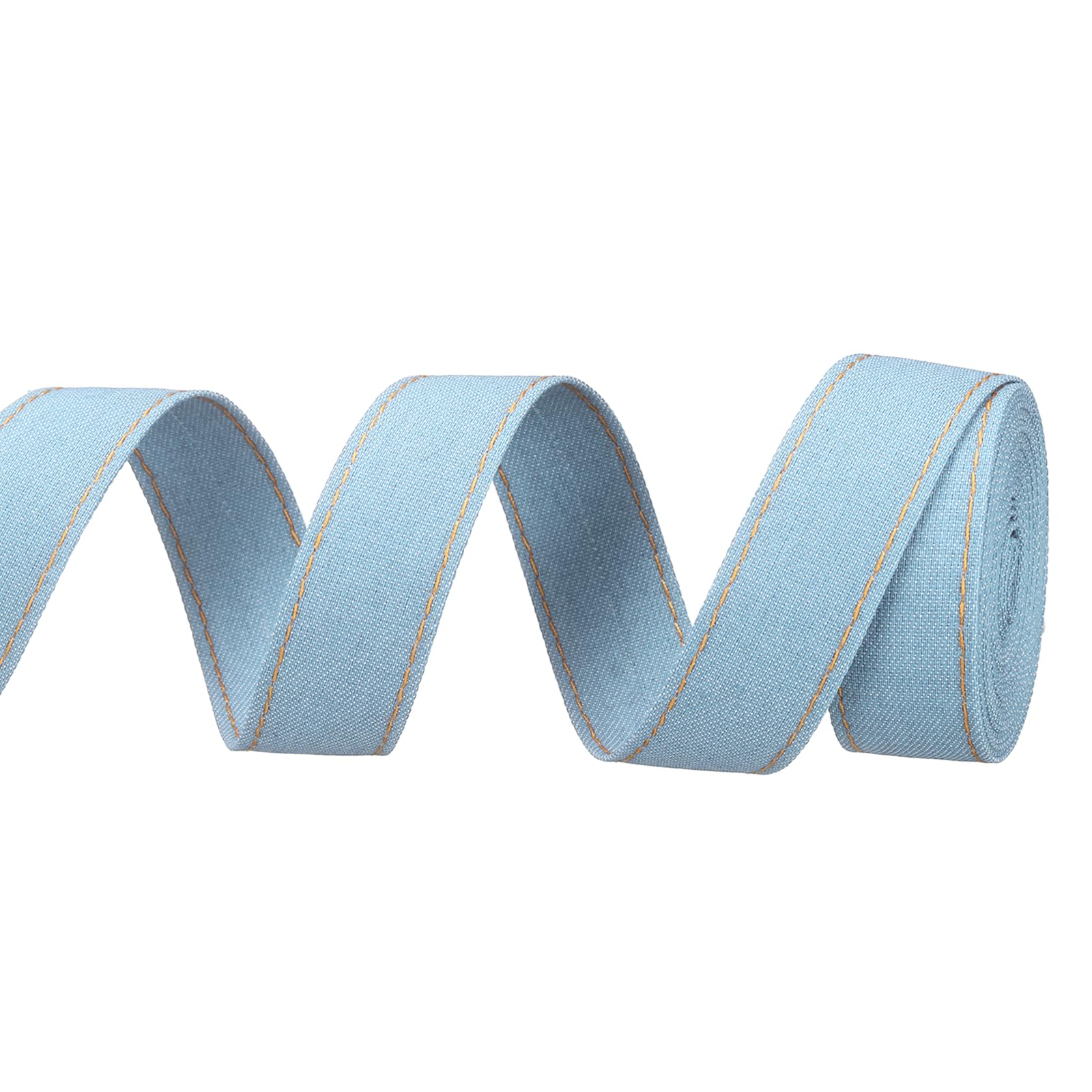 PATIKIL 1" Denim Ribbon, 1 Roll 3 Yard Layering Jean Fabric Craft Strip for Bow DIY Making Hair Clip Garment Sewing Decorations, Light Blue