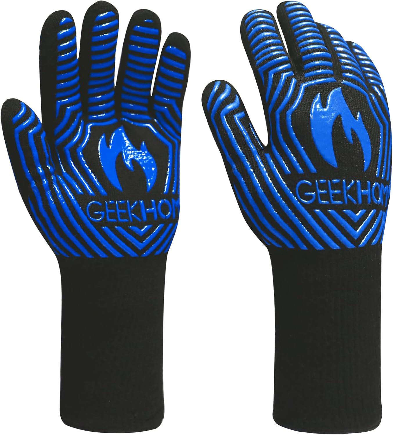GEEKHOM BBQ Gloves, 800 ℃ / 1472 ℉ Heat Resistant Gloves EN407Certified 14 Inch Kitchen Gloves Professional Weber Fireplace Barbecue Accessories for Cooking Grilling,Baking (Blue) GEEKHOM BBQ Gloves, 800 ℃ / 1472 ℉ Heat Resistant Gloves EN407Certified 14 Inch Kitchen Gloves Professional Weber Fireplace Barbecue Accessories for Cooking Grilling,Baking (Blue)