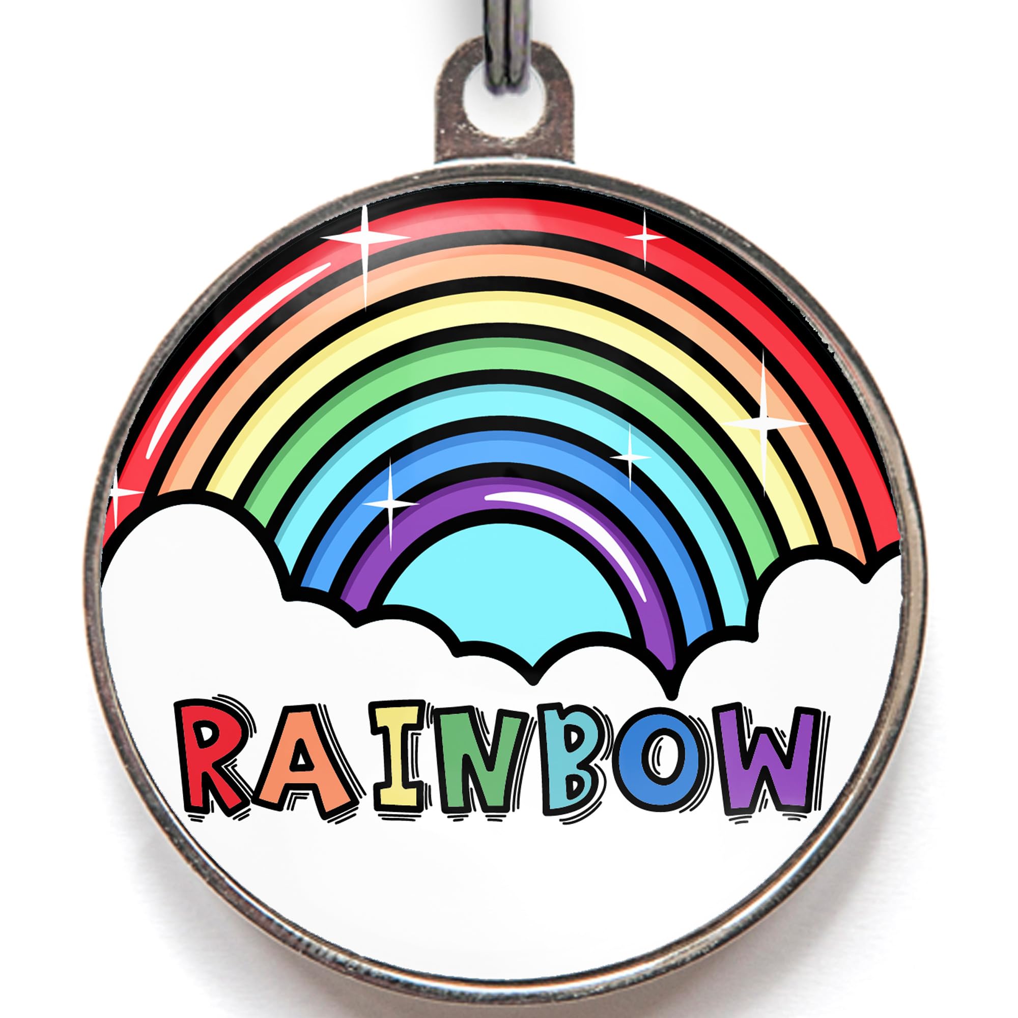 Rainbow Dog Tag โ Add Any Name to Front & Text to Back โ Colourful Pride-Inspired Pet ID โ 2 Sizes for Dogs & Cats โ Personalised Bright Design Name Tag