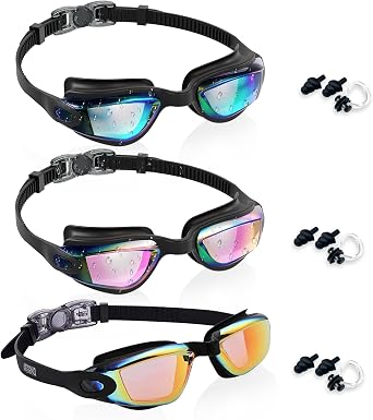 Aegend Kids Swim Goggles 3-14 | Anti-Fog Leak-Proof for Pool Swim, 3 Pack