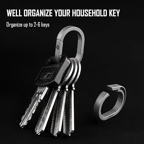 Miniatura 2 de KeyUnity KA31SW Mini Llavero dividido organizador de llaves de liberación rápida, cuchillo plegable de titanio KK01CBBP y llavero mosquetón de