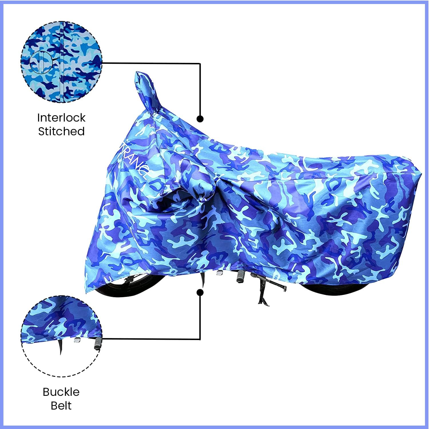 Mototrance Blue Waterproof Bike Body Cover for Hero Xpulse 200T 2019 | 99.9% Waterproof & Dustproof | Soft Inner Cotton Lining | Anti Scratch | Interlock Stitching | Buckle Belt | Two Wheeler Cover 1