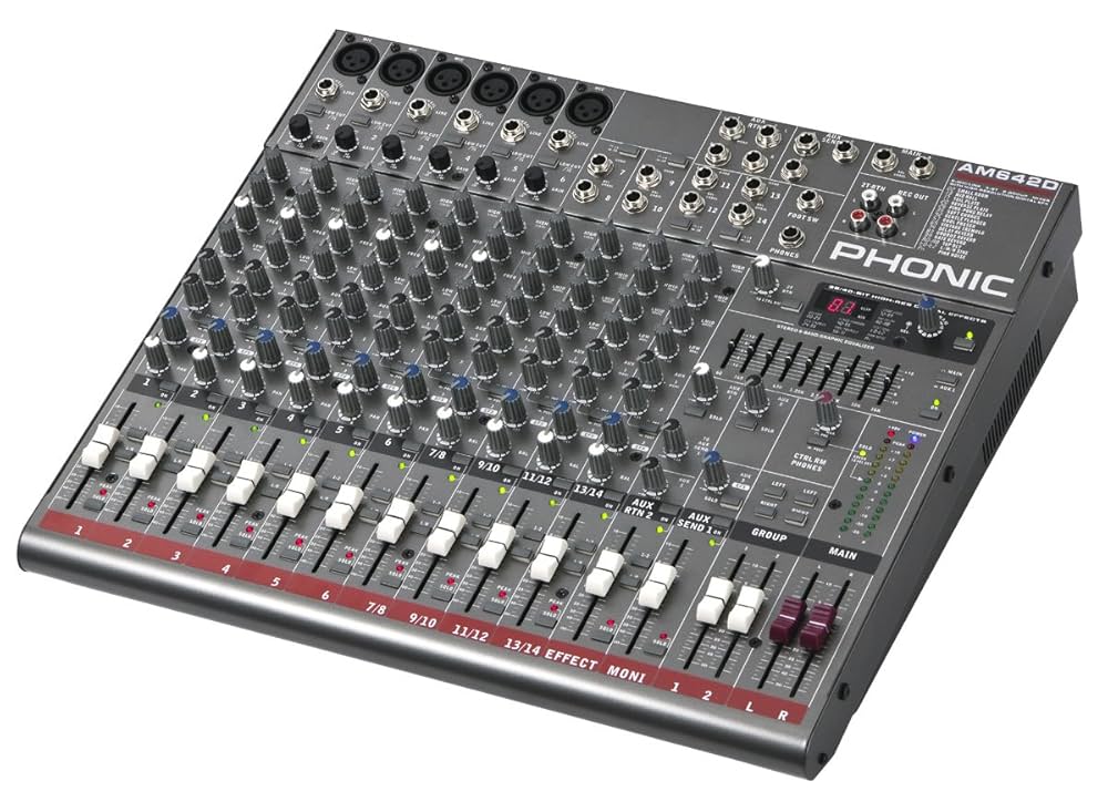 Phonic AM642D 6 Mic/Line 4 Stereo 2 Group 9-Band GEQ 100+