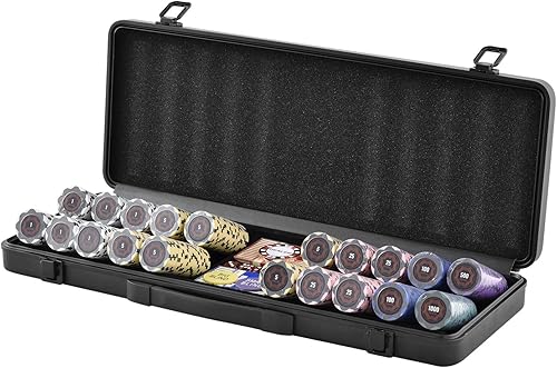 Miniatura 9 de VEVOR Juego de fichas de póquer, 500 piezas, juego completo de juego de póquer con estuche de transporte, fichas de arcilla de casino de peso pesado