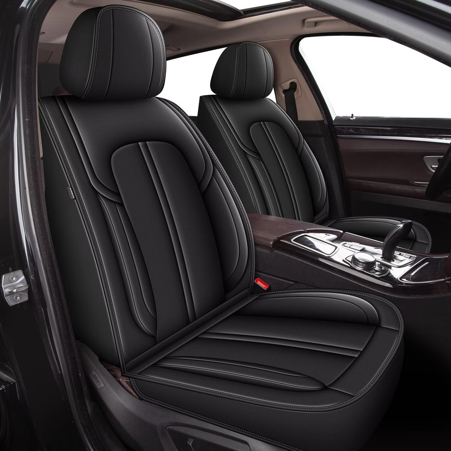 DISUTOGO 2 Front Car Seat Covers Fit for Toyota Avalon 2007-2024 2025 2026: Waterproof Faux Leather Car Seat Covers Automotive Seat Cushion Protector