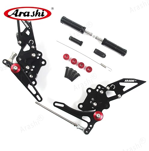Miniatura 229 de Arashi reposapiés para motocicleta, accesorios ajustables, juego de reposapiés traseros Negro