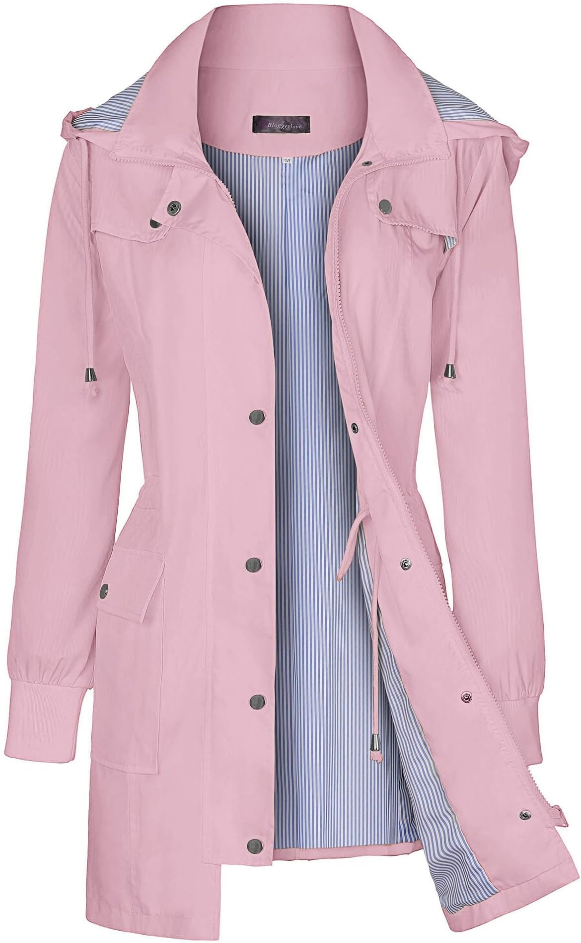 Rain Jacket Women Lightweight Raincoat Waterproof Windbreaker Striped Climbing Outdoor Hooded Trench Coats S-XXL