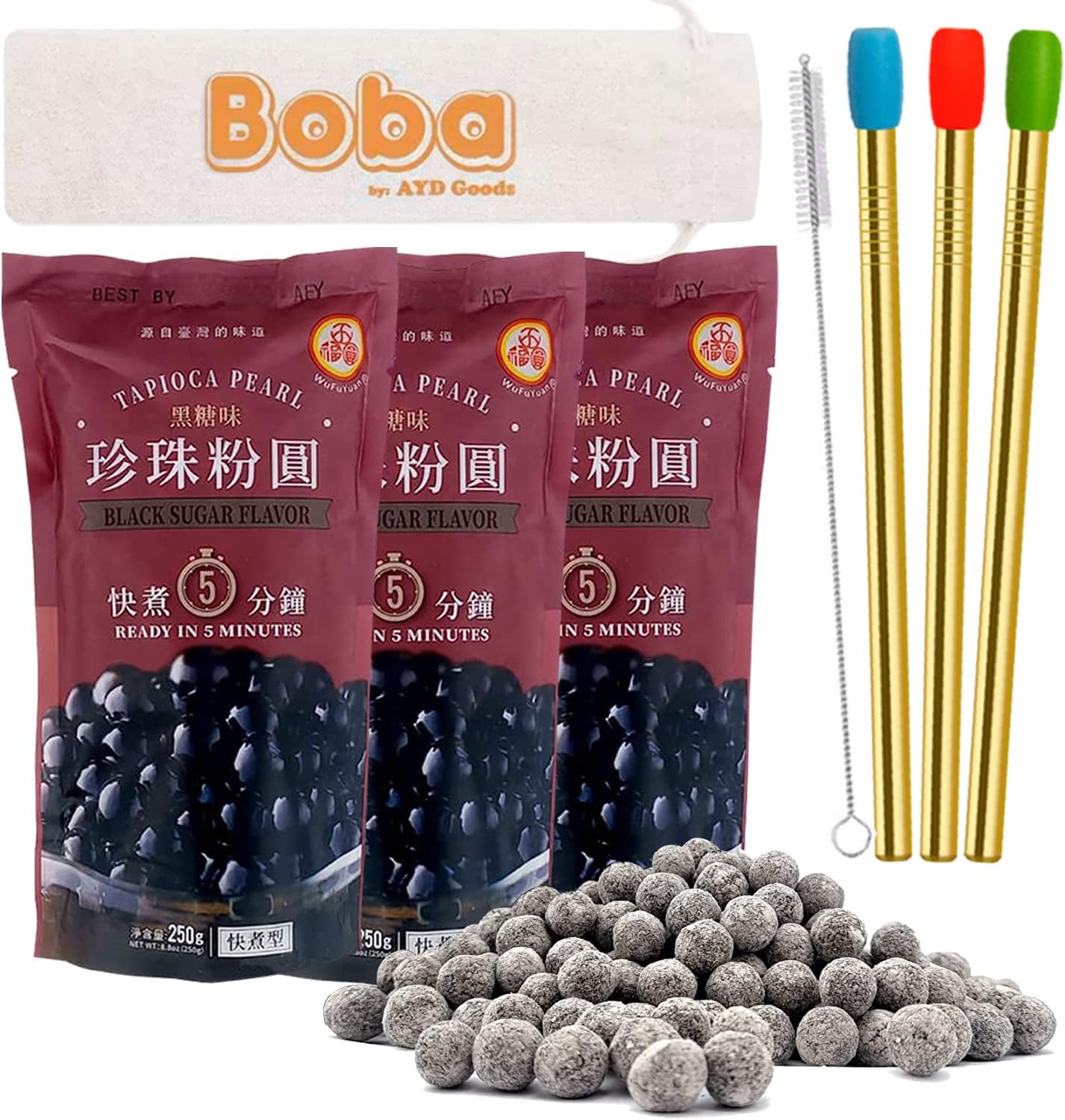 AYD Goods WuFuYuan Bubble Tea Kit, 3 Packs of Wufuyuan