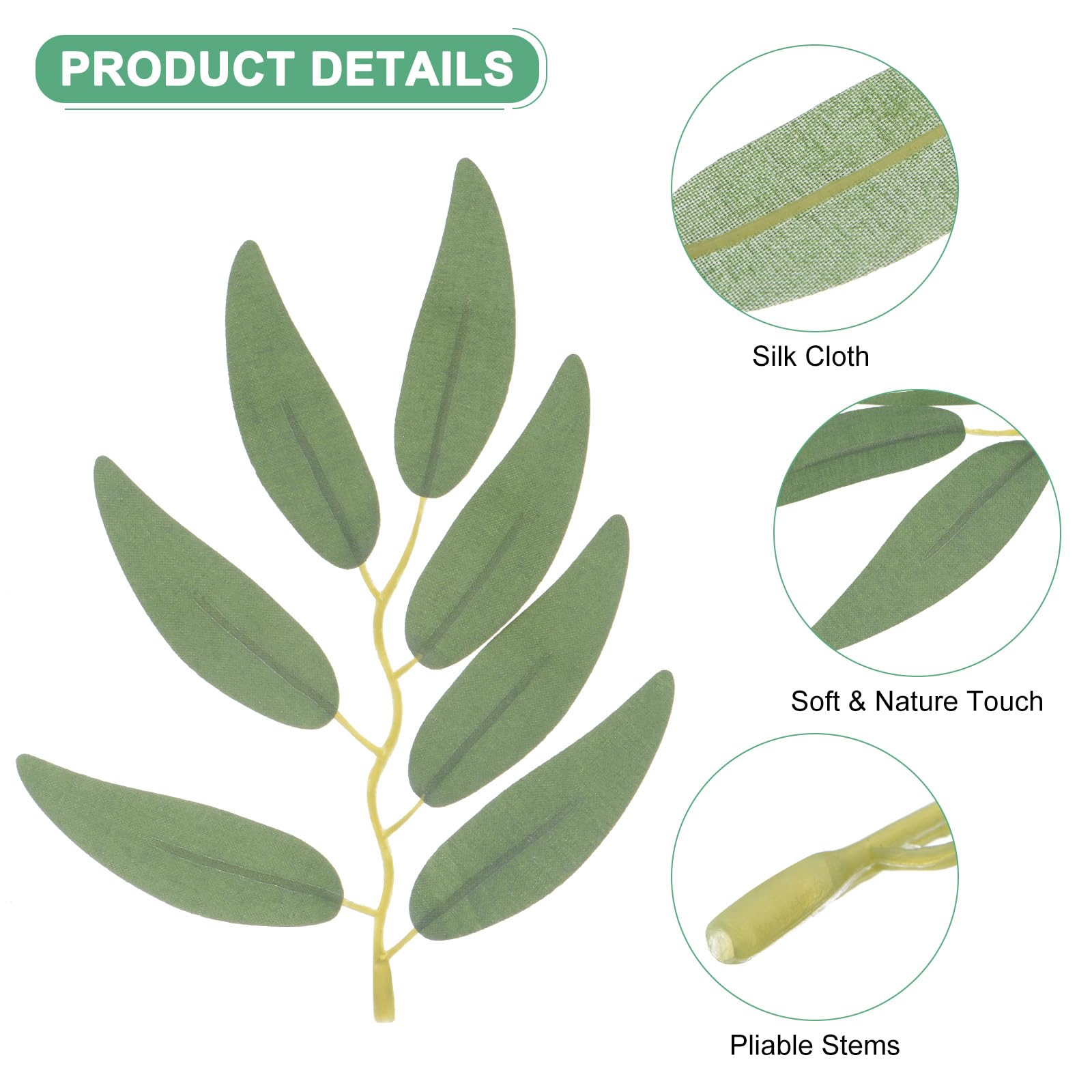 M METERXITY 100-Pack Artificial Willow Leaves, Artificial Fake Willow Garland Stems for Bouquet/Wedding/Wreaths/Decorations - Image 2