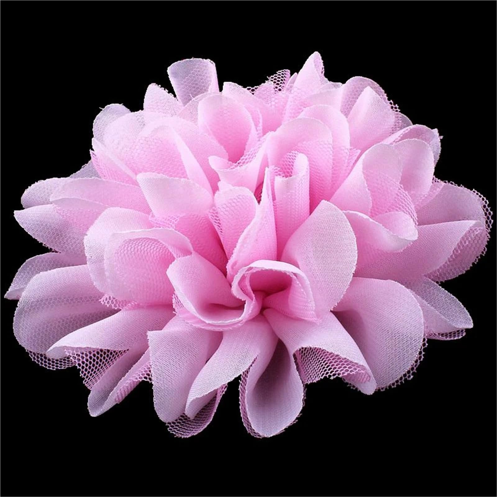 Bügelflicken 12 cm schicke große Mesh-Tüll-Stoffblume for süße Pastellfarben, Flatback-Chiffon for Stirnbänder(120Pcs)