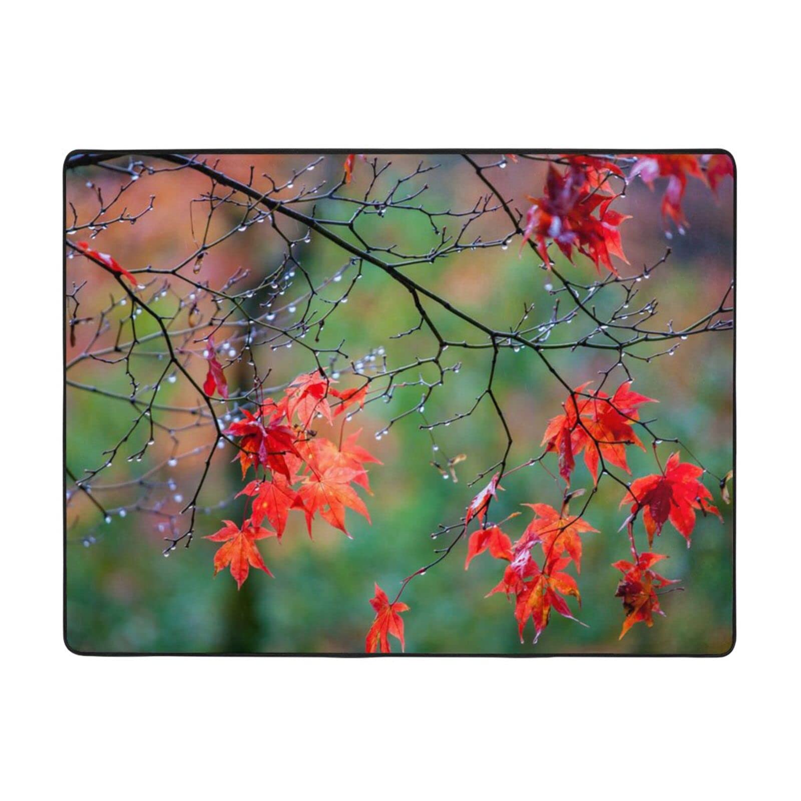 Tapis de salon en flanelle feuilles rouges Dew on pour créer un coin lecture cosy dans le bureau