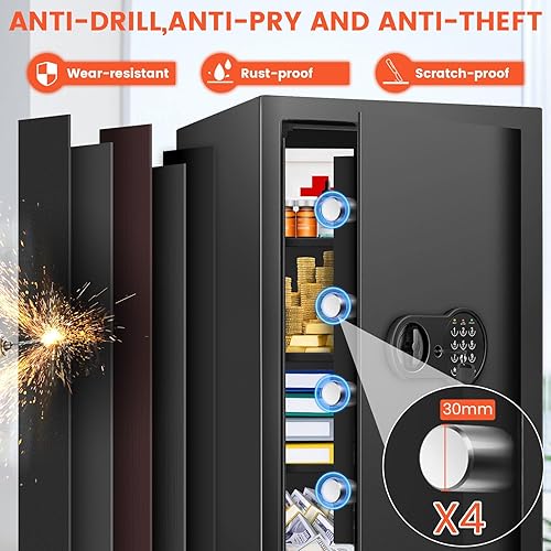 Miniatura 5 de Caja de seguridad ignífuga de 27.56 pulgadas de alto, 6 CUFT caja fuerte para el hogar con bolsa impermeable ignífuga y teclado digital, cajas