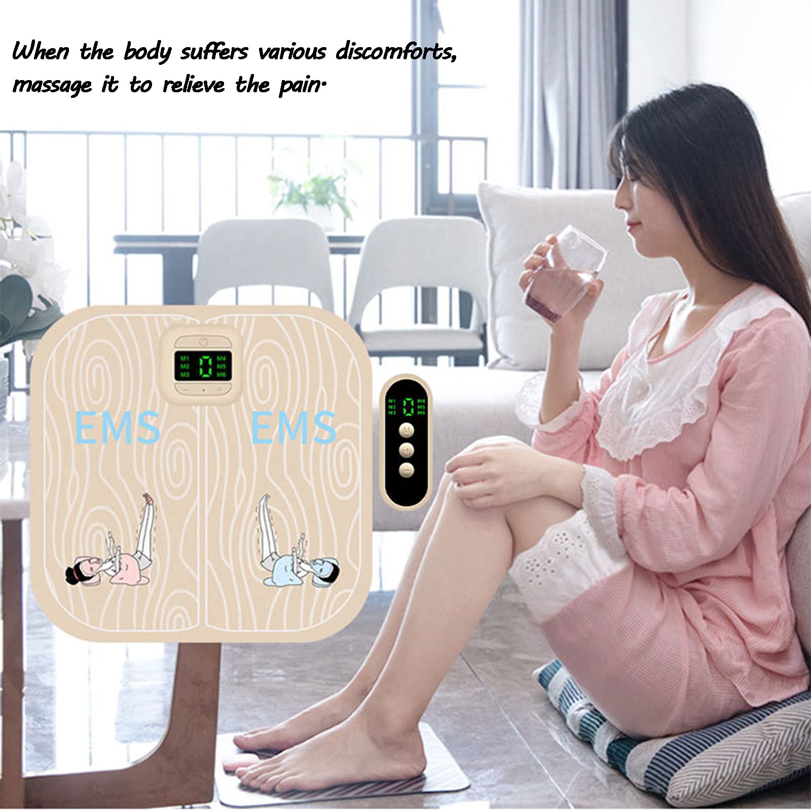 EMS Massaggio dei Piedi/Leg Reshaping Foot Massaggiatore Elettrico per Massaggi favorisce la circolazione sanguigna, Riduce Il Dolore Muscolare,Beige