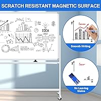 Vista 5 de 96"x48" Large Magnetic White Board Dry Erase Whiteboard with Rolling Stand 8’x4’ Double-Sided Mobile White Boards on Wheels, Including 3 Magnetic