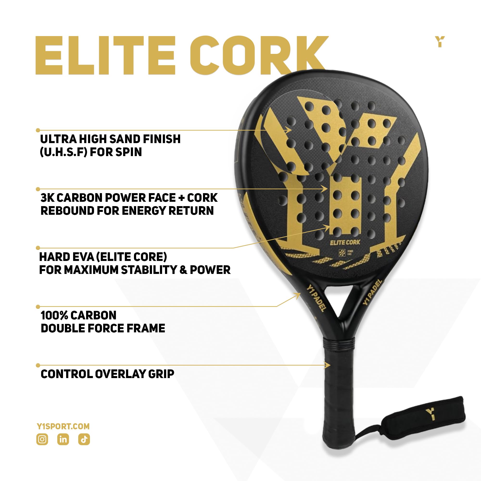 Y 1 racchetta da padel Japanese Carbon, Elite Cork, per adulti | Intermedio