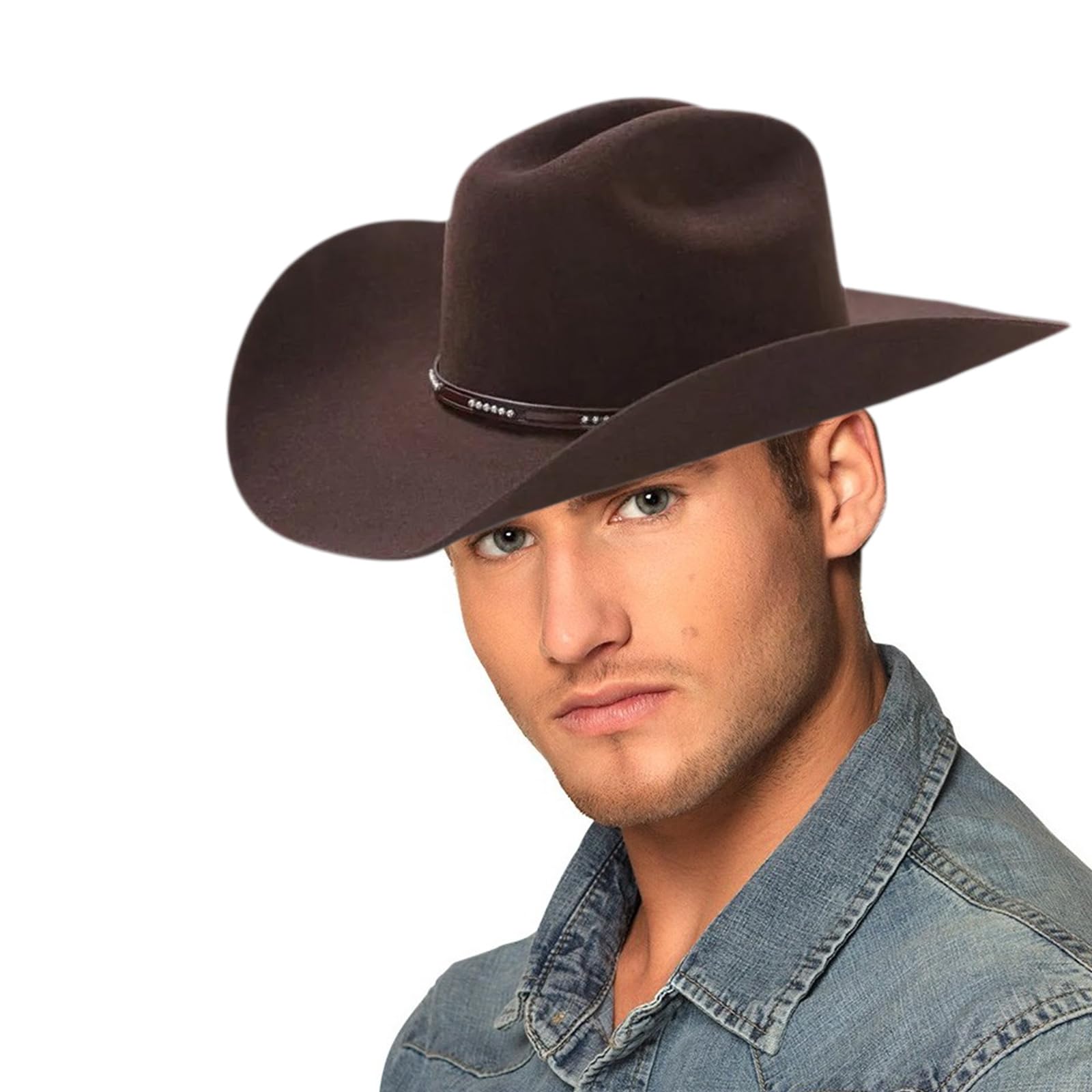Sombrero Vaquero de Ala Corta, Estilo Occidental Informal para Hombre y Mujer, Unisex