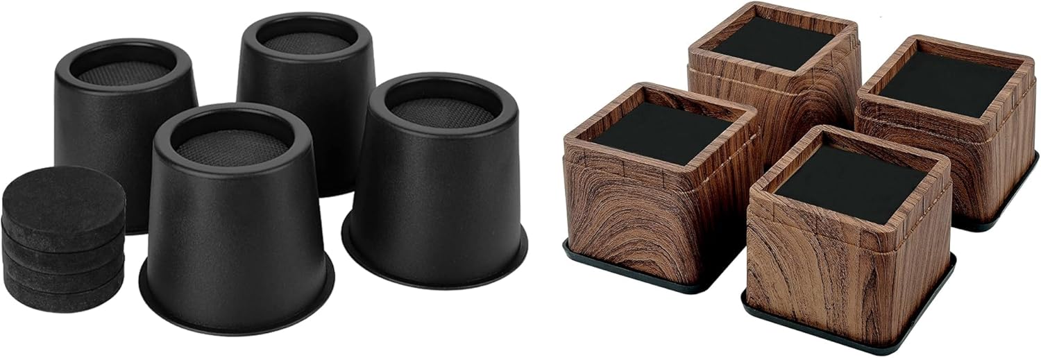 BTSD-home Adjustable Bed Risers 8 Pack Bed Raisers Blocks Lifts 3 or 4 Inch Suitable for Couch, Tables, Desk and Sofa