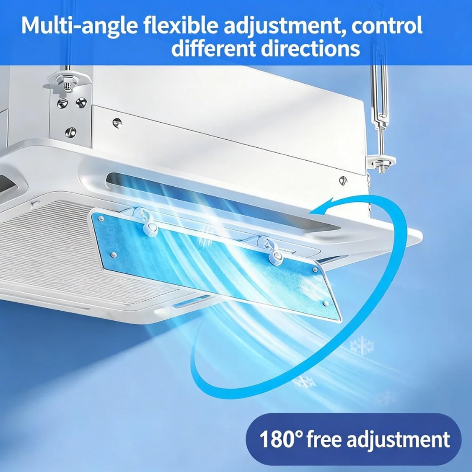 Deflettore del flusso d'aria per climatizzatore, Deflettore AC da soffitto, gancio senza trapano, flusso d'aria 180 1/2/4 pezzi 14,5x56 cm | 2-pack 14.5x56cm