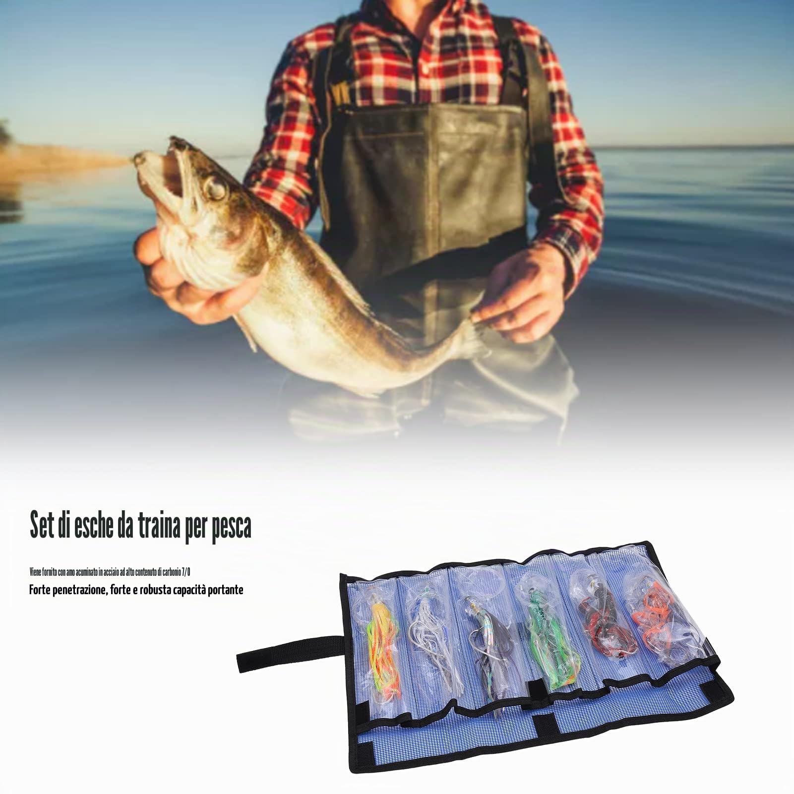 Set di Esche da Pesca a Traina, 6 Pezzi/set Gonne di Polpi di Calamari Esche per Acqua Salata per Pesca a Traina in Acrilico Esca per Pesca D' per Pesci Grossi