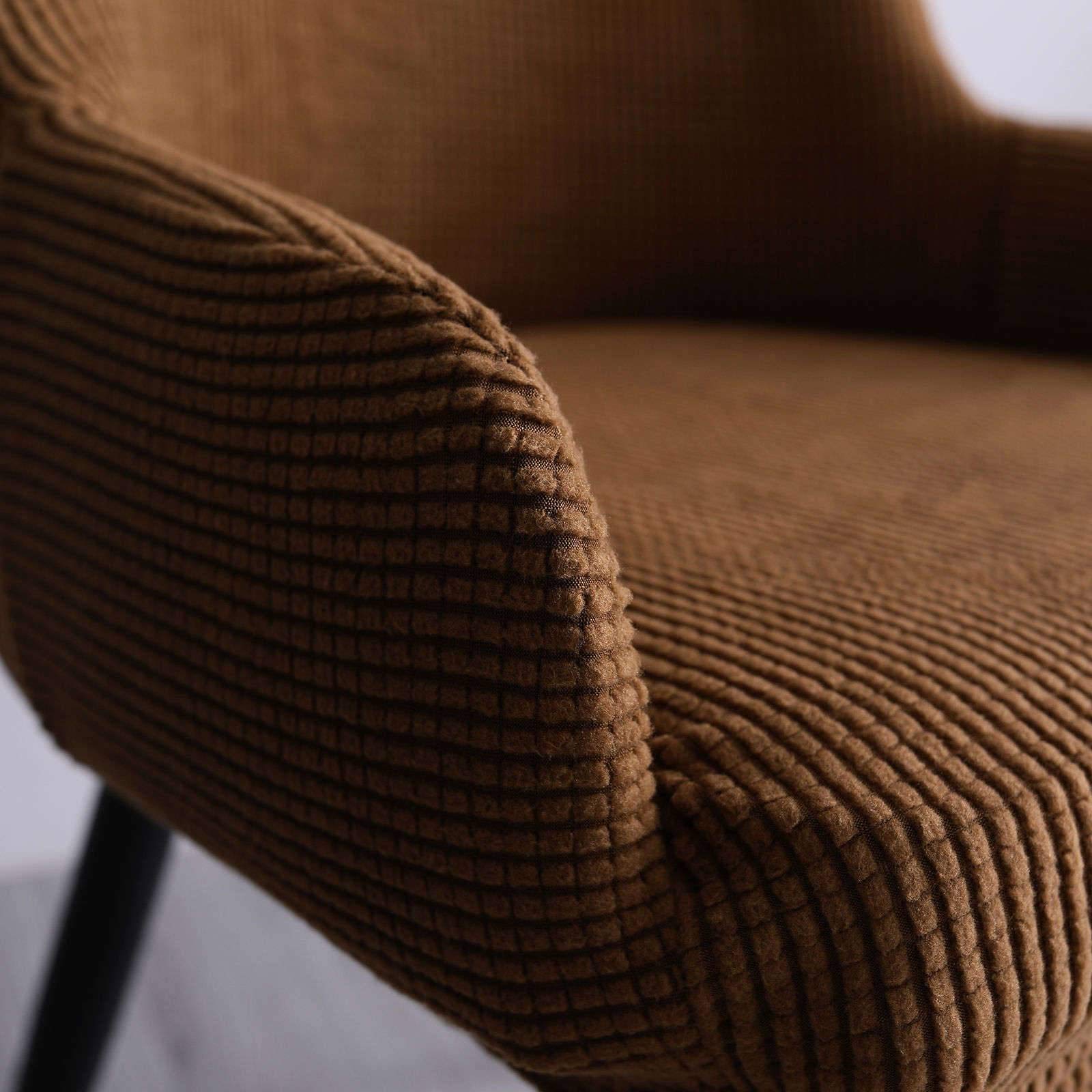 Juego de 6 fundas elásticas de jacquard para silla de comedor con respaldo curvo, color marrón, extraíbles y lavables, para cocina, banquete y fiesta