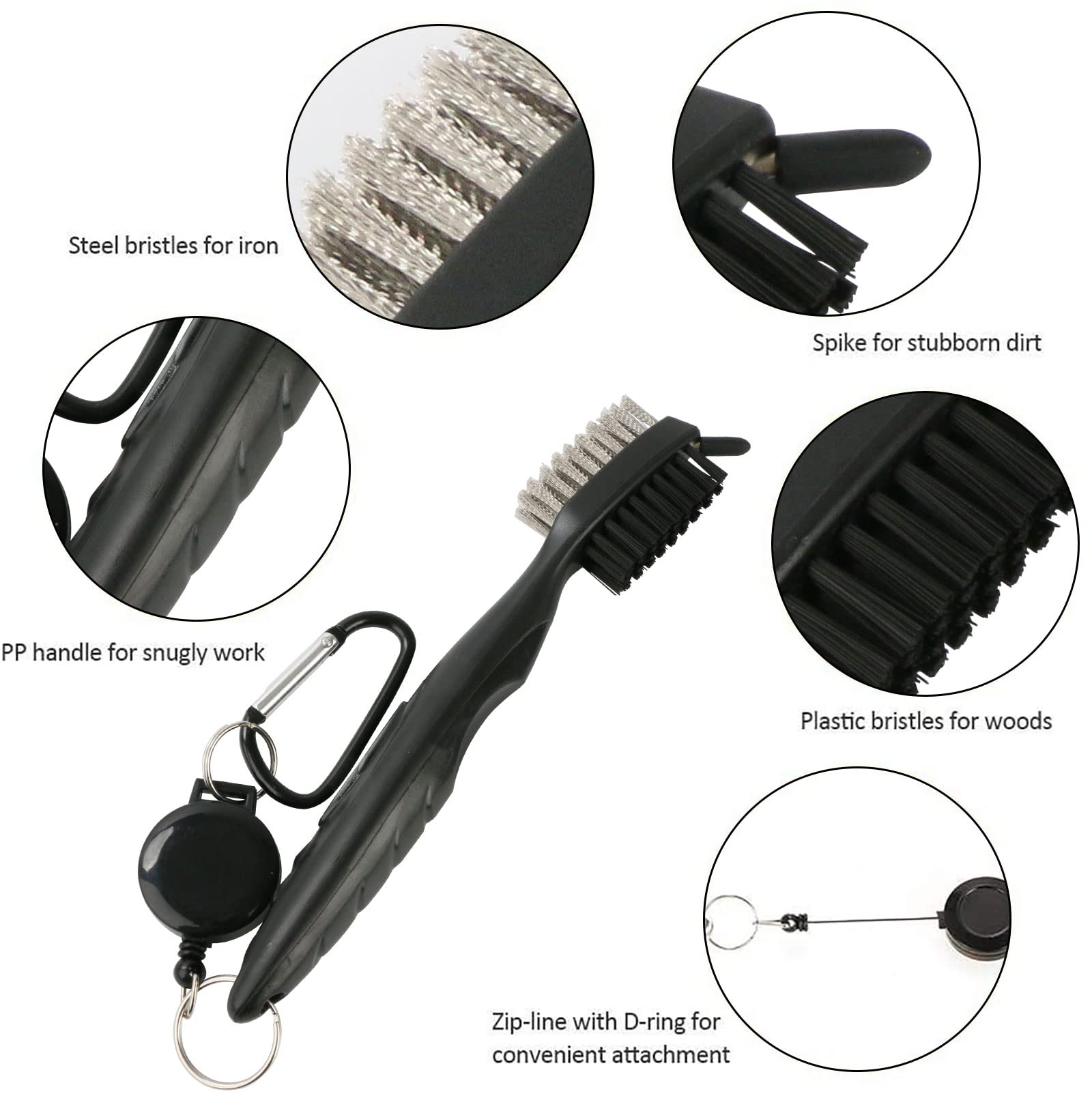 10 Piezas Fundas Palos de Golf Fundas de Hierro para Golf Cuello Largo con Impresión de Números y 1 Pieza Cepillo de Golf