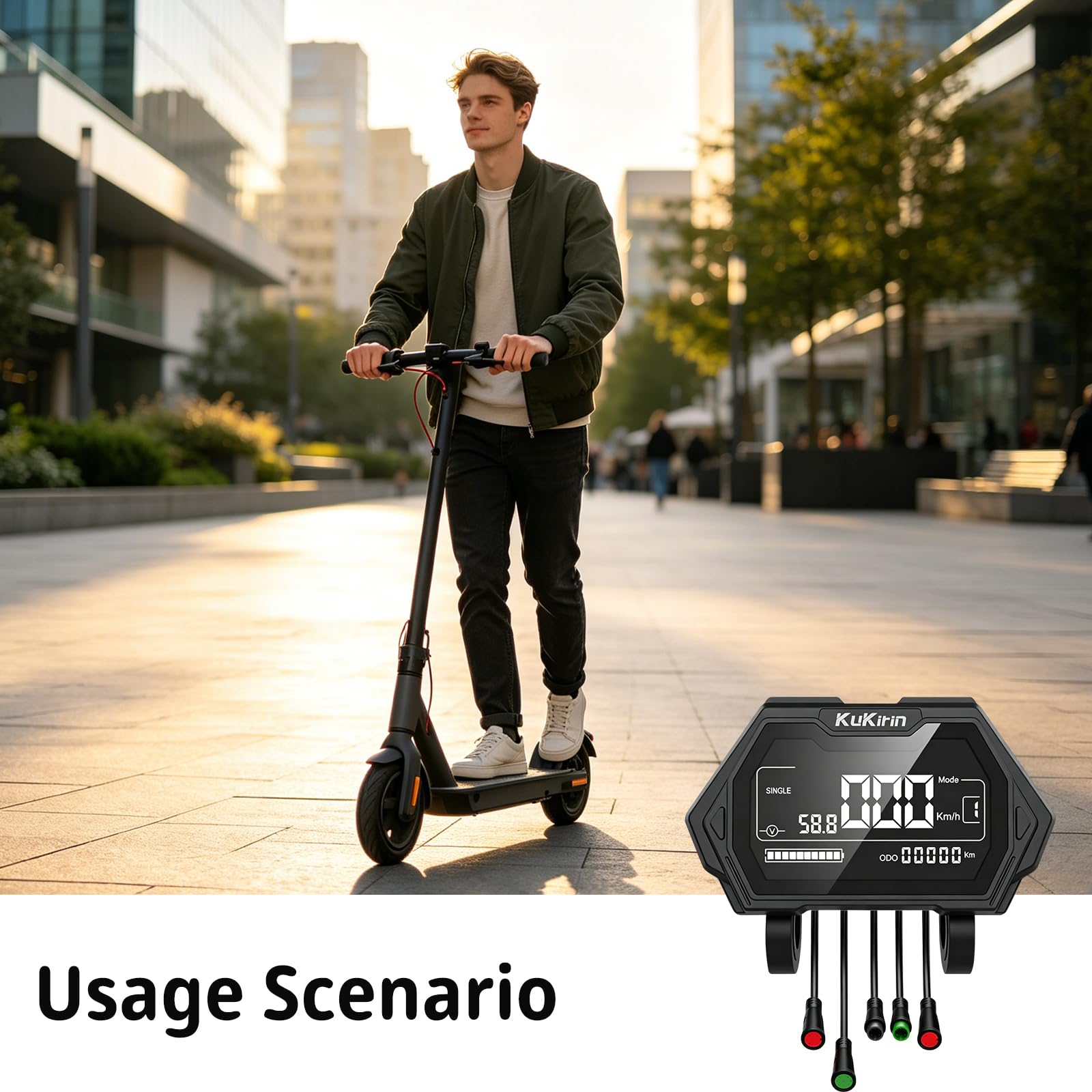 Écran LCD intégré Compatible avec la Trottinette Kukirin G2 Master, Compteur de Vitesse avec connecteur 7 Broches, Panneau de Commande et Moniteur d'affichage numérique