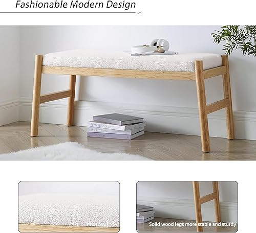 Miniatura 4 de ECLYL Banco de entrada tapizado, banco de dormitorio para el extremo de la cama, banco de comedor con asiento acolchado para cocina, sala de estar,