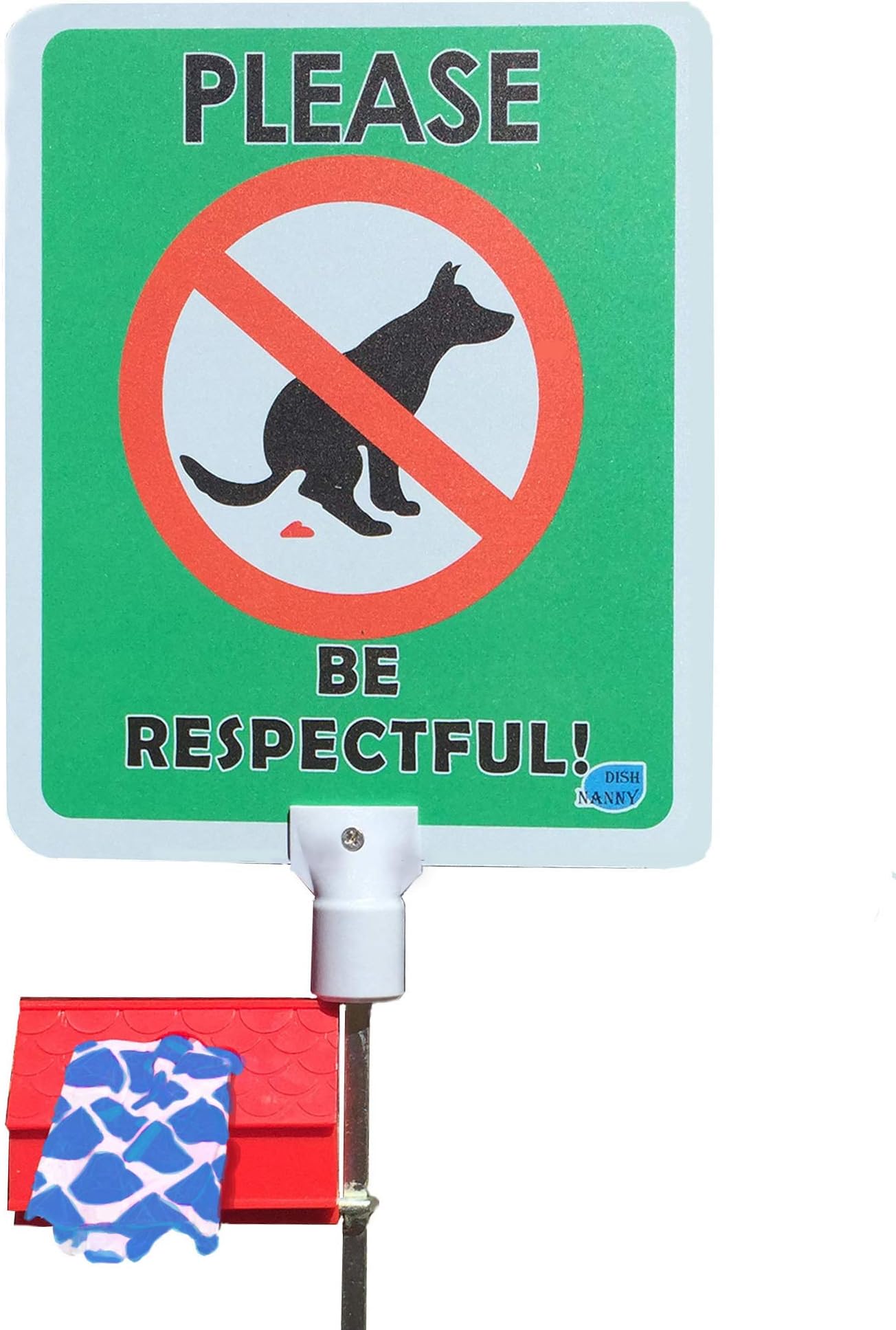 No Poop Dog Signs Poop Bag Dispenser | Stop Dogs from Pooping On Your Lawn | Sign Reads:Please Be Respectful | Protect Property | No Poo | No Pooper Scooper | (Please Be Respectful)