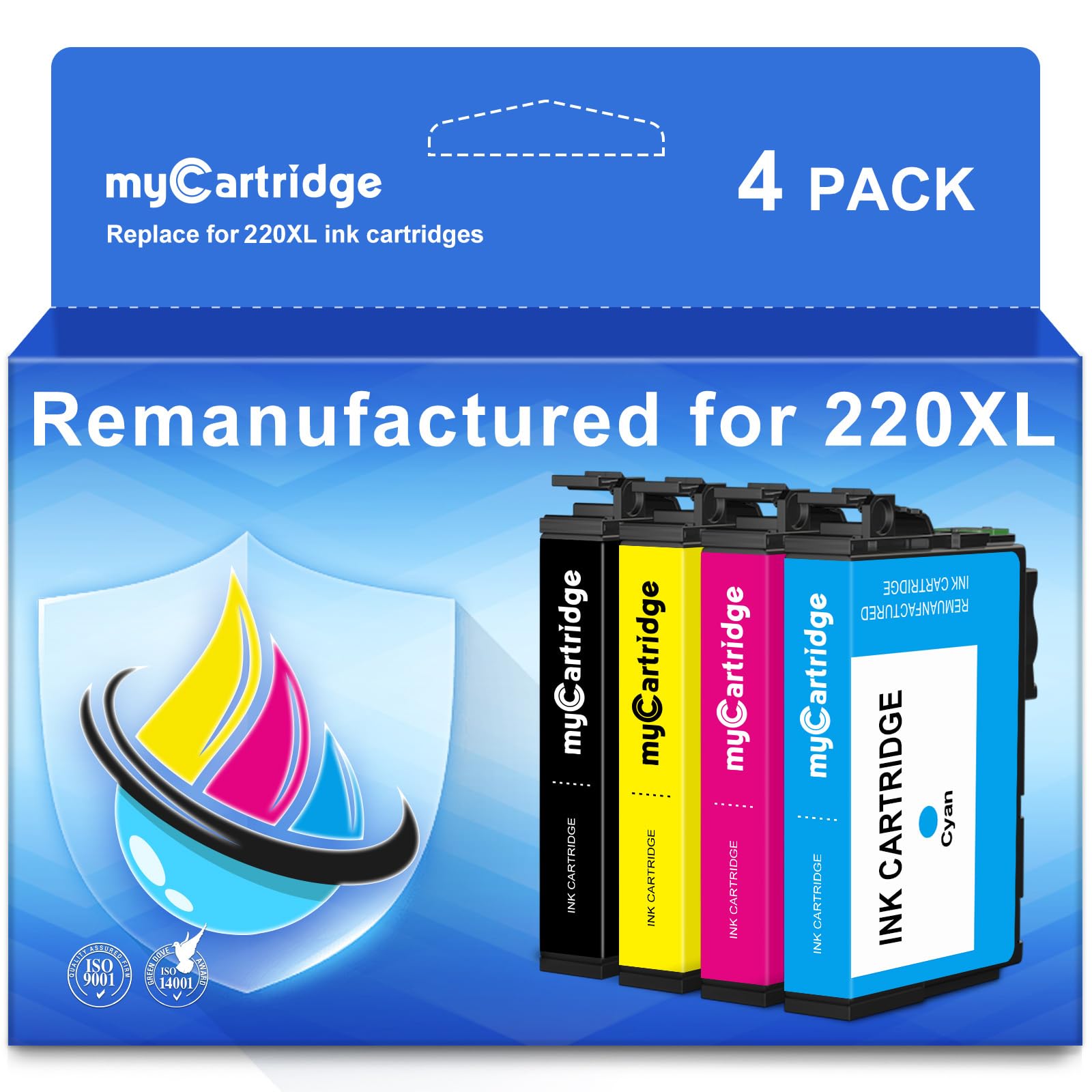myCartridge 220XL Ink Cartridges Remanufactured for Epson 220 Ink Cartridges T220 T220XL Replacement for Epson 2760 Ink Compatible with WF-2630 WF-2650 WF-2750 WF-2760 XP-320 XP-420,4-Pack(BK/C/M/Y)
