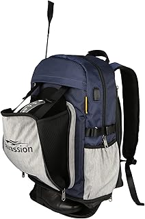 UNISTRENGH Professional Equestrian Backpack for Kid Child, Durable Horse Riding Boots Bag with Concealed Helmet Storage Pocket (Blue/Grey)