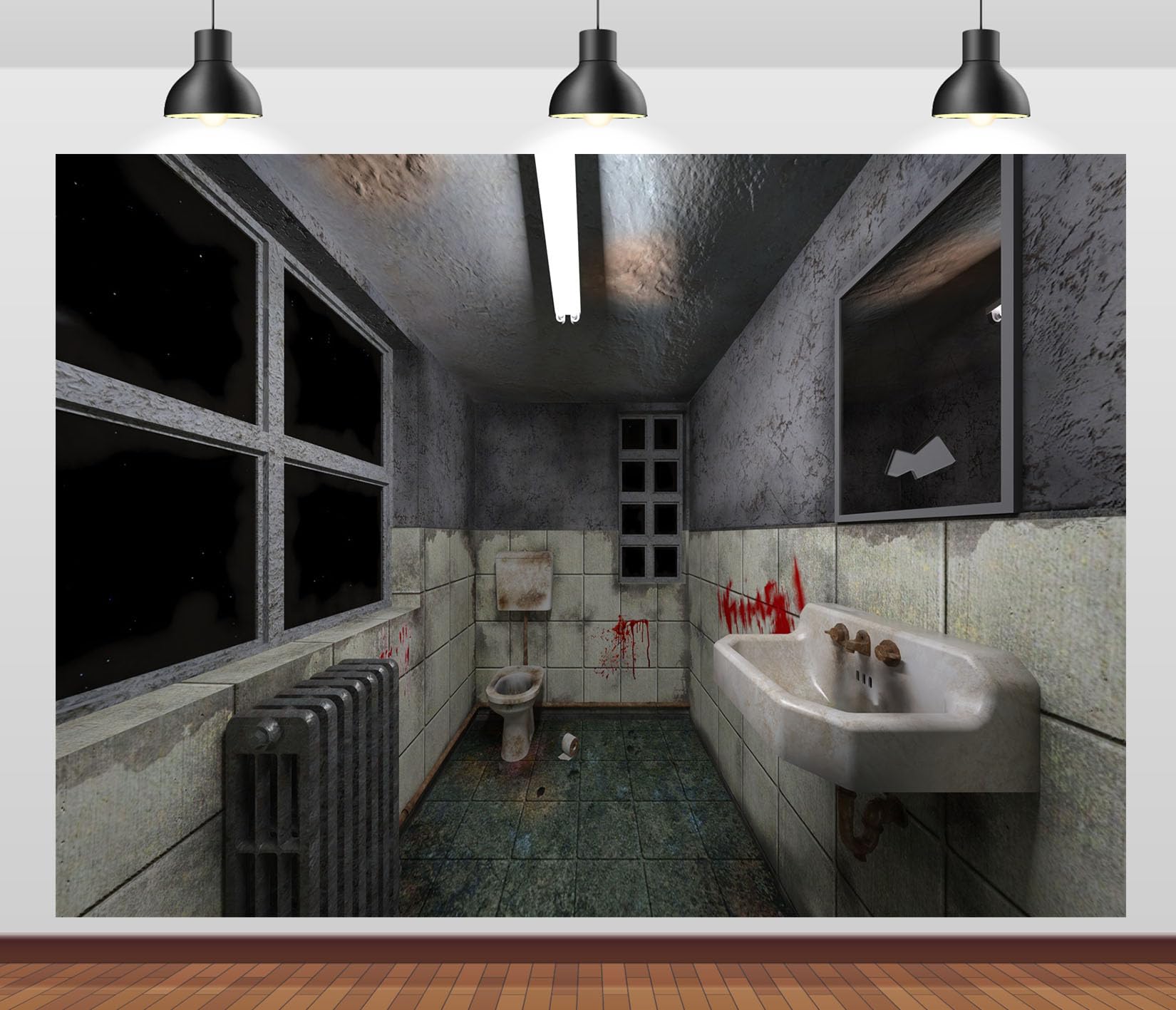 12x10FT (3.6x3m) Bagno Horror Con Vetri Rotti Sfondo Fotografico