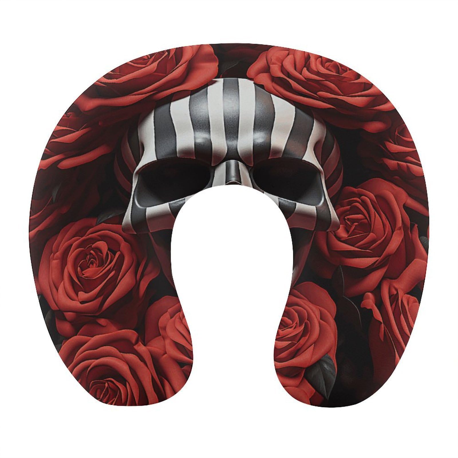 Adfgyerh Style Skull In Flower U-Shaped Pillow，Memory Foam Pillow Core，Cushion ，Provide Neck Support ，Travel Pillow，Suitable For Airplanes, Cars, Homes, And Offices.
