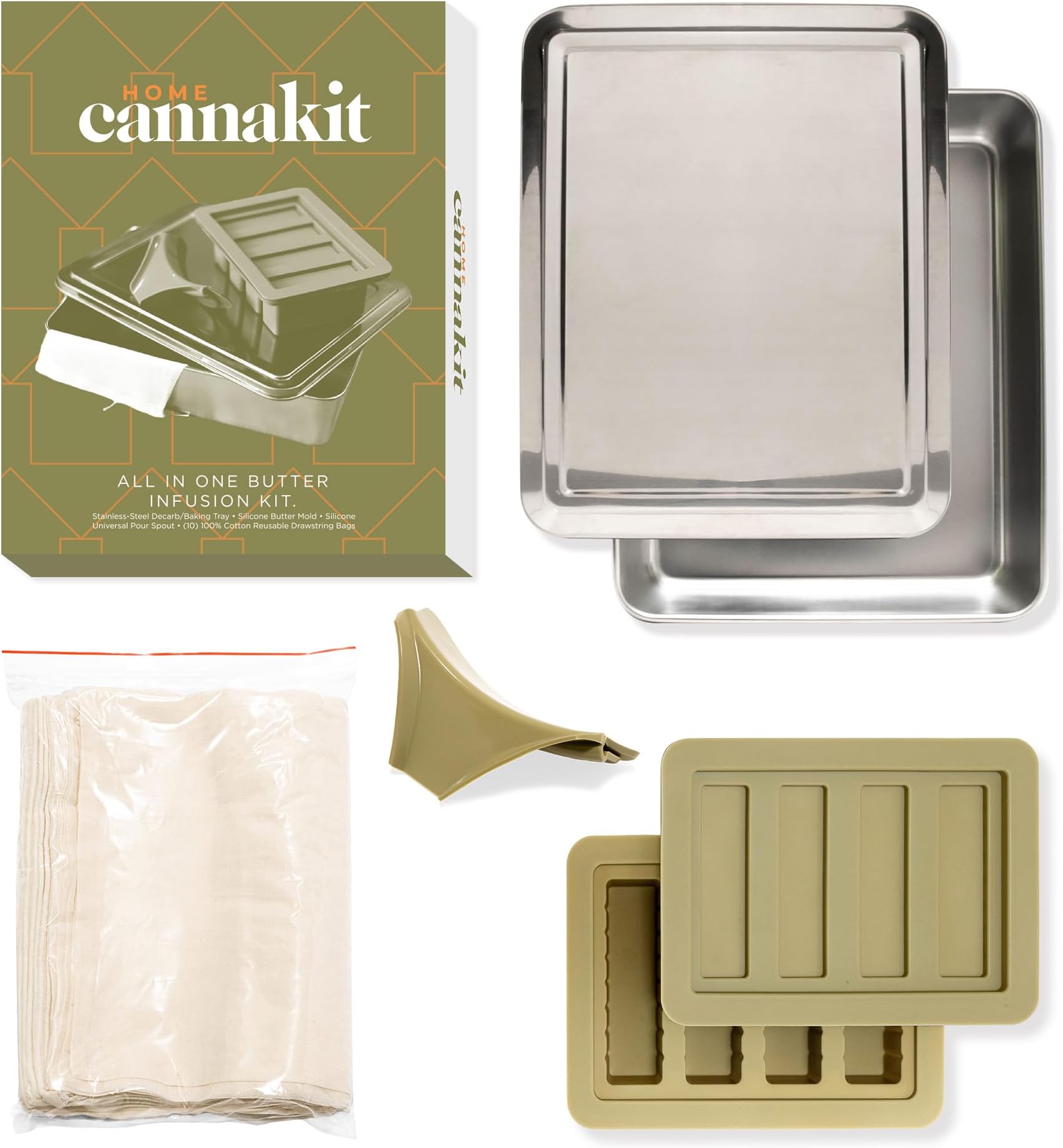 HomeCannaKit Home Cannakit: Butter Infuser/Decarboxylator kit - Herbal Butter Infusion kit with 18 Reusable Pieces- Includes: Food Grade