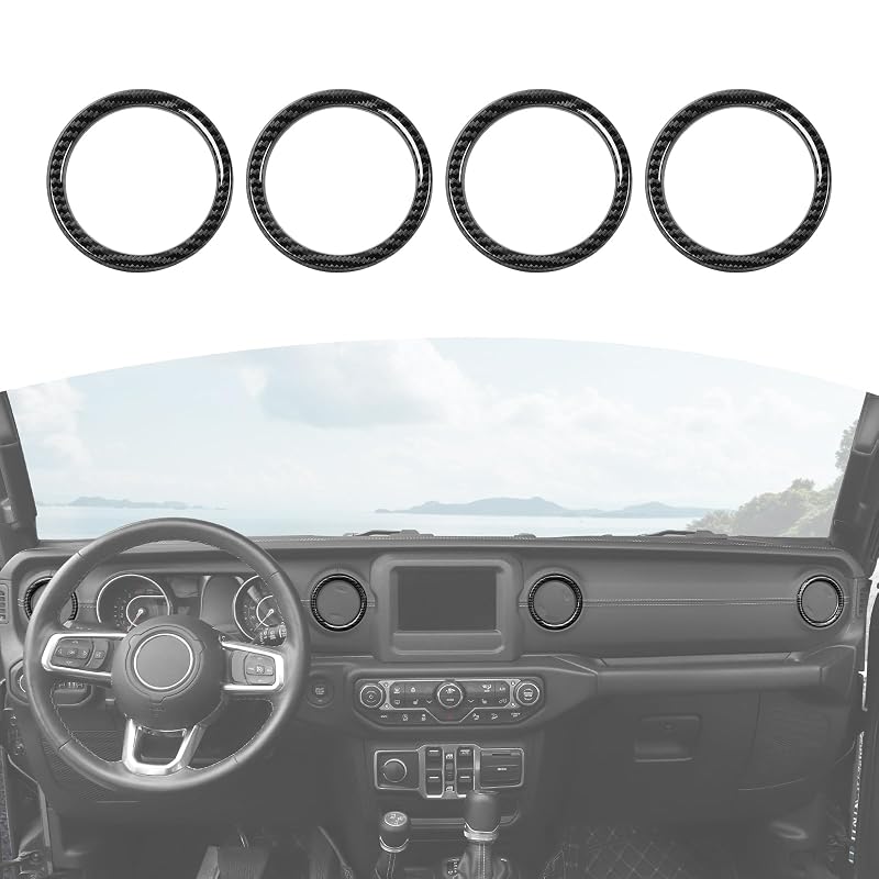 Capa de acabamento para saídas de ar do painel Jeep Wrangler JL e Gladiator JT com aparência de fibra de carbono RT-TCZ, 4 peças