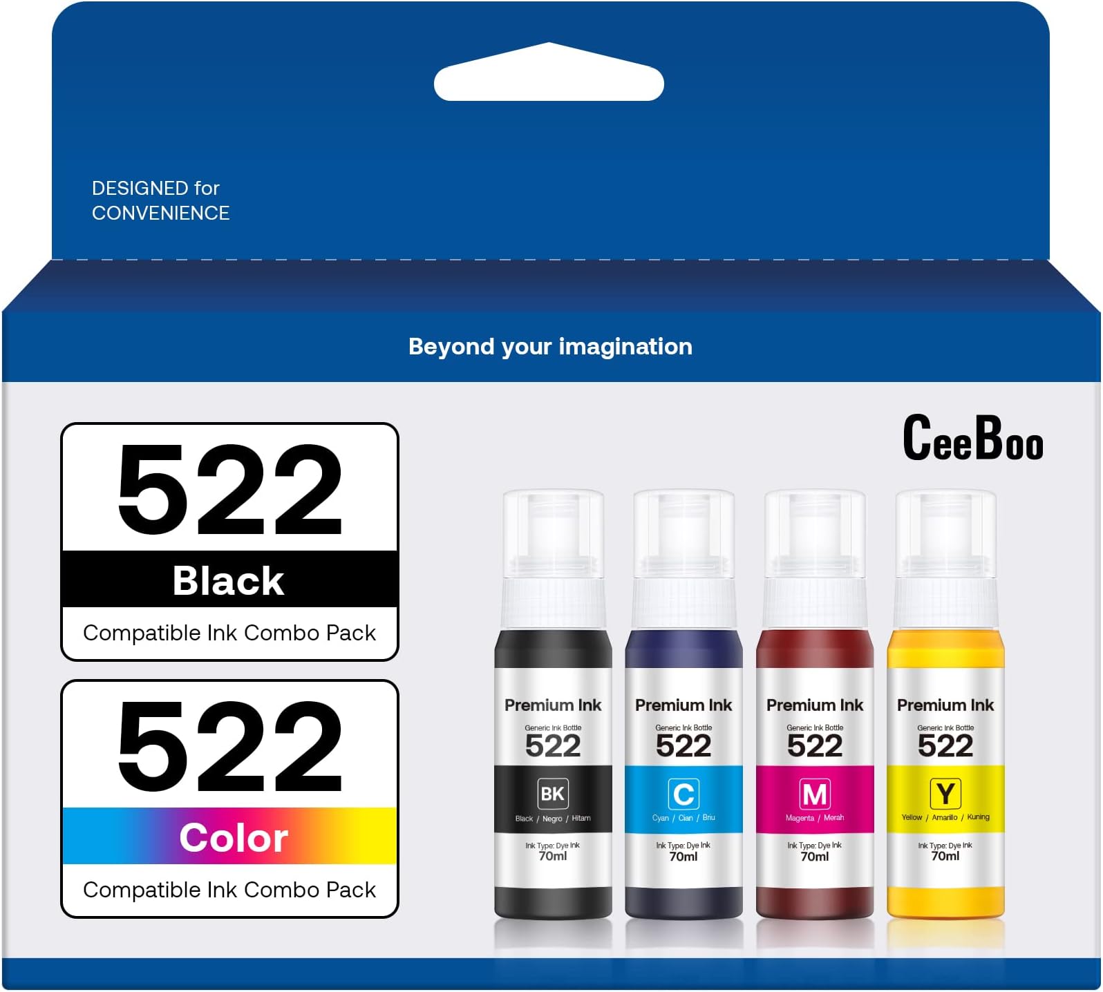 522 High Capacity Refill Ink Bottle Replacement for Epson Compatible 522 Ink Refill Bottle(Not Sublimation Ink)Use for ET-2803 ET-2800 ET-2720,4 Packs
