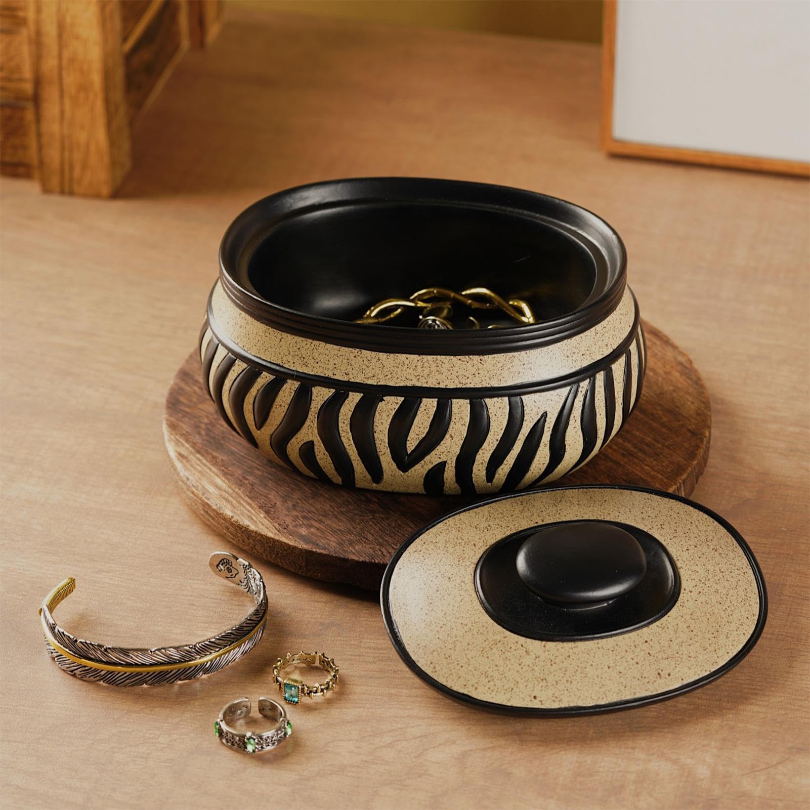 Schmuck-Organizer Zebramuster Aufbewahrungsorganizer für Accessoires | Kleine Kunstharz Schmuckkästchen Mit Deckel Für Frauen Mädchen Damen Mütter Bräute Modebegeisterte Sammler Hochzeitsfeier