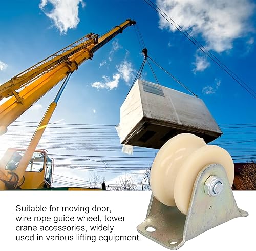 Miniatura 8 de Rueda de ranura tipo U de 1.969in, riel de cuerda de alambre resistente con soporte de 0.098in para equipos de elevación
