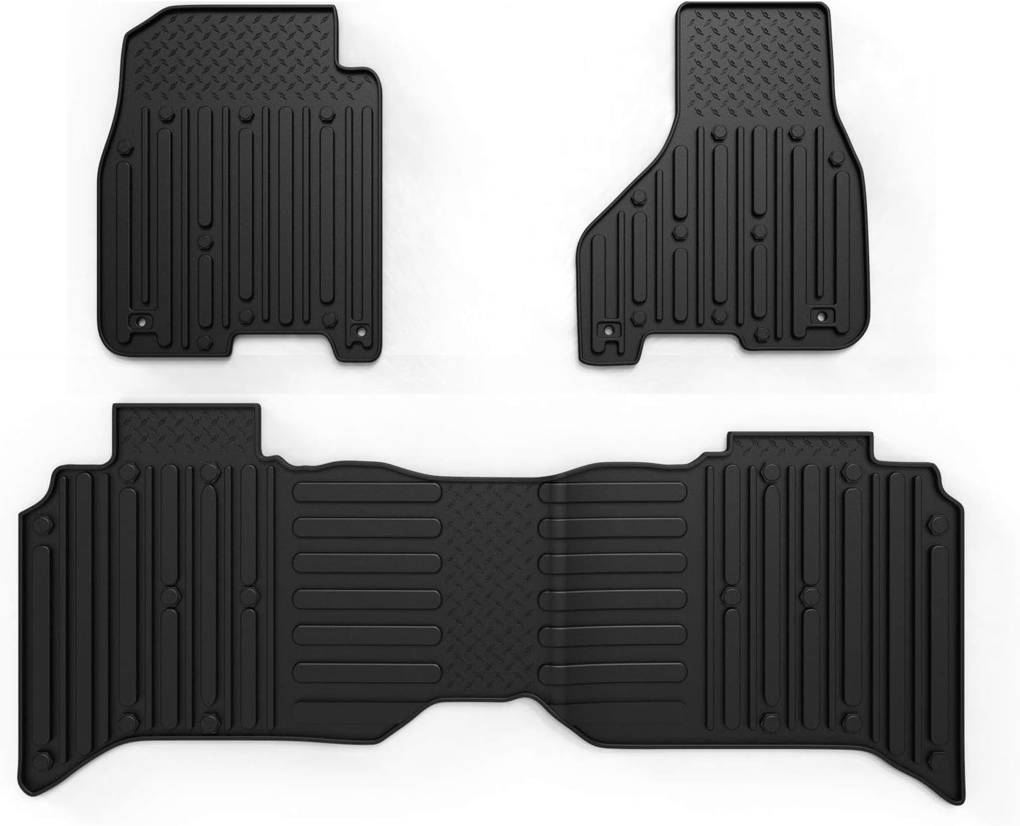 TURBO SII 3PCS Custom Black Front Rear Floor Mats Floor Liners Compatible for 2013 2014 2015 2016 2017 Dodge Ram 1500/2500/3500 Crew Cab(Full Set Liners)